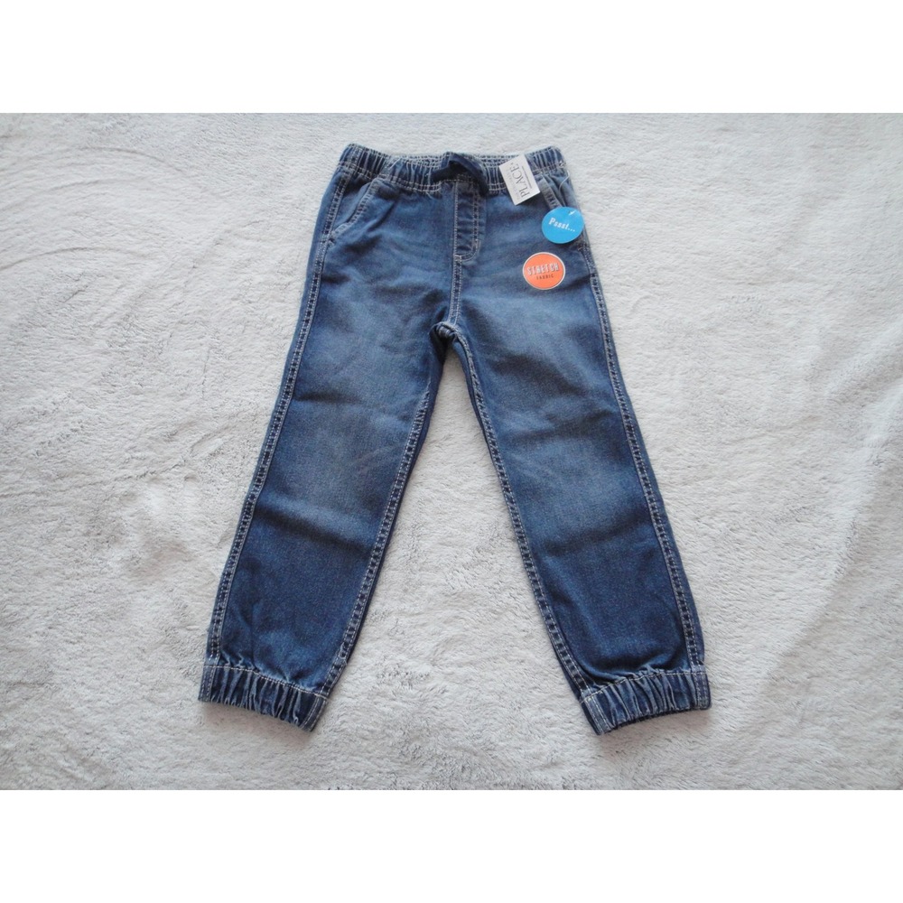 The Childrens Place Boys Blue Stretch Denim Jogger Pants Medium Wash 5T NEW Tags